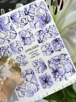 Lavender Floral Pedicure Nail Wraps — Oversized Ink Flower Art | MWC-065 - UASLIDER