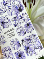 Lavender Floral Pedicure Nail Wraps — Oversized Ink Flower Art | MWC-065 - UASLIDER