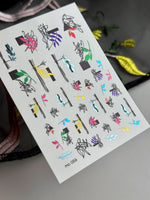 Leaf Nail Decals — Abstract Branches, Black Blocks & Scribbles | MC-059 - UASLIDER