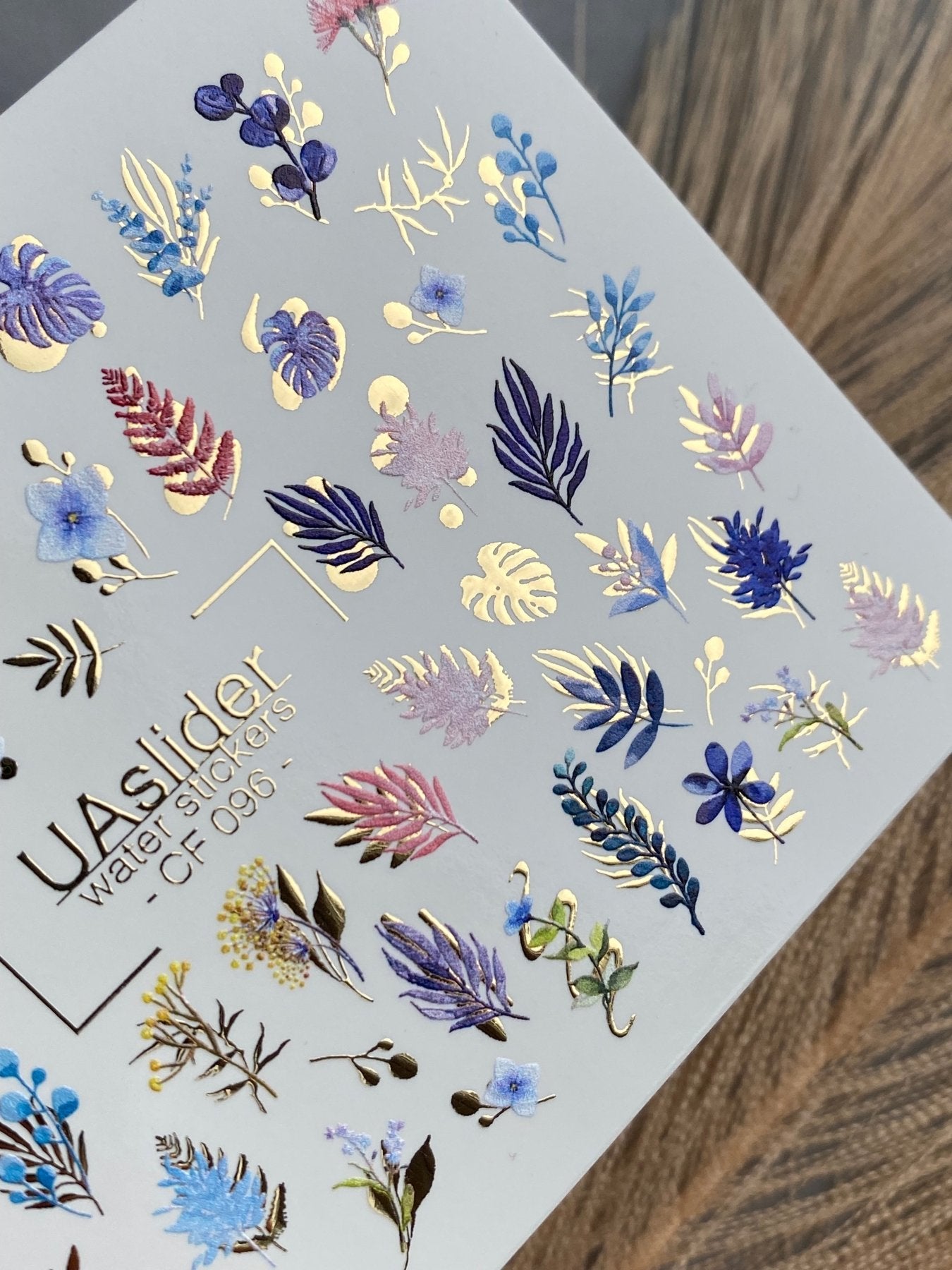 Leaf Nail Decals — Botanical Leaves & Gold Foil Branches | CF - 096 - UASLIDER