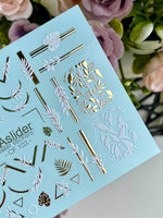 Leaf Nail Decals — Gold Foil Botanicals & Geometric Lines | CF - 103 - UASLIDER