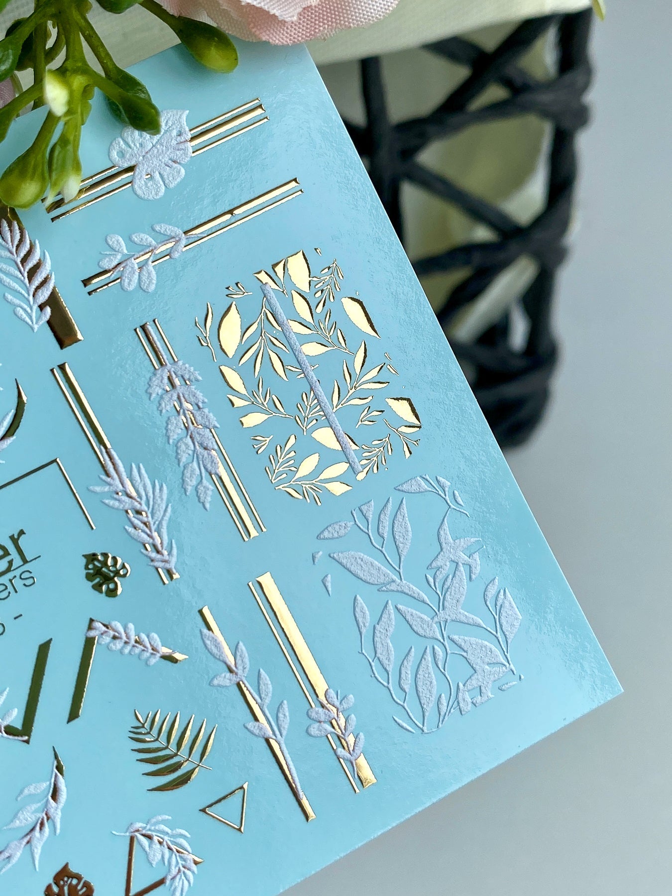 Leaf Nail Decals — Gold Foil Botanicals & Geometric Lines | CF - 103 - UASLIDER