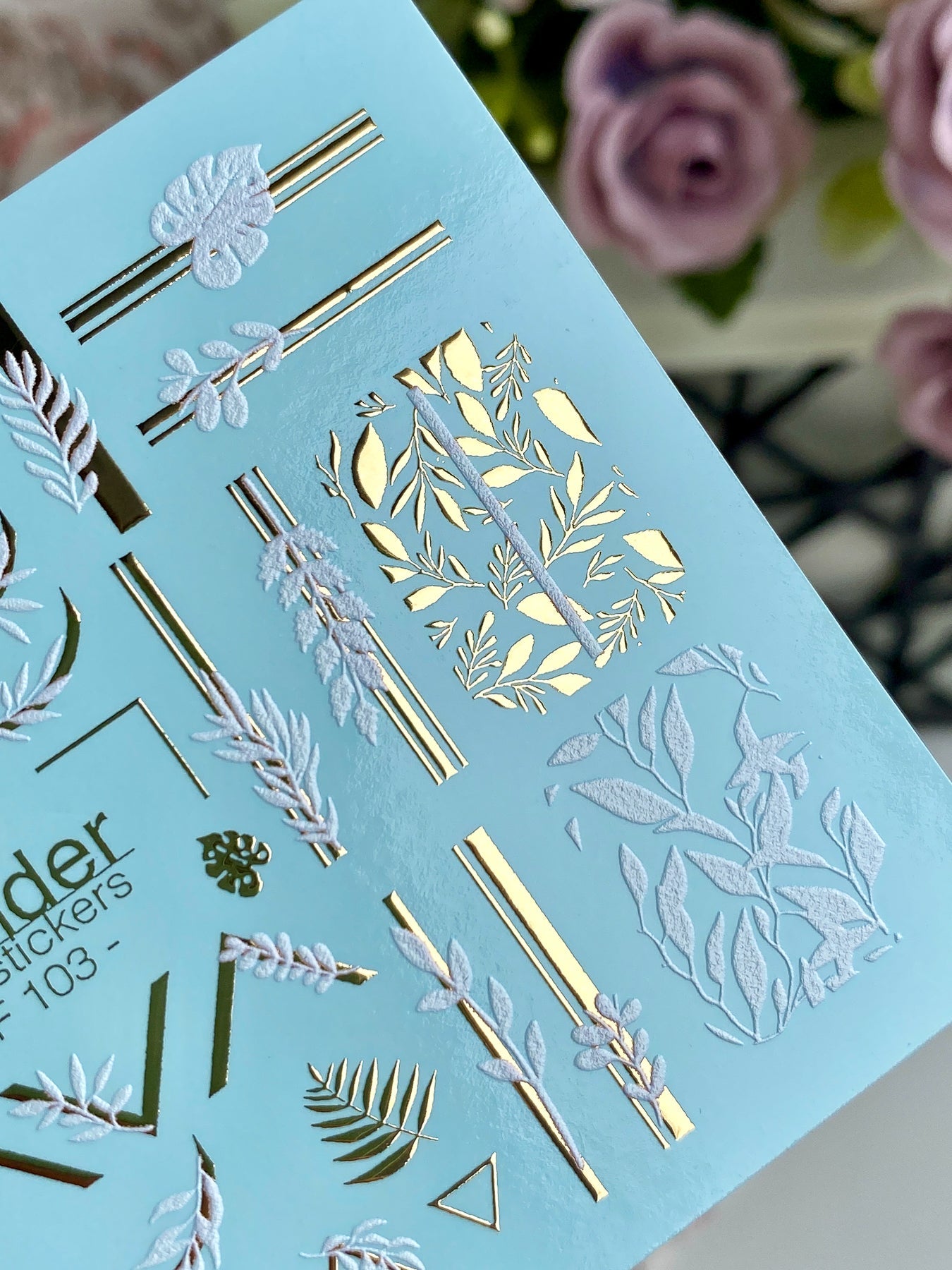 Leaf Nail Decals — Gold Foil Botanicals & Geometric Lines | CF - 103 - UASLIDER