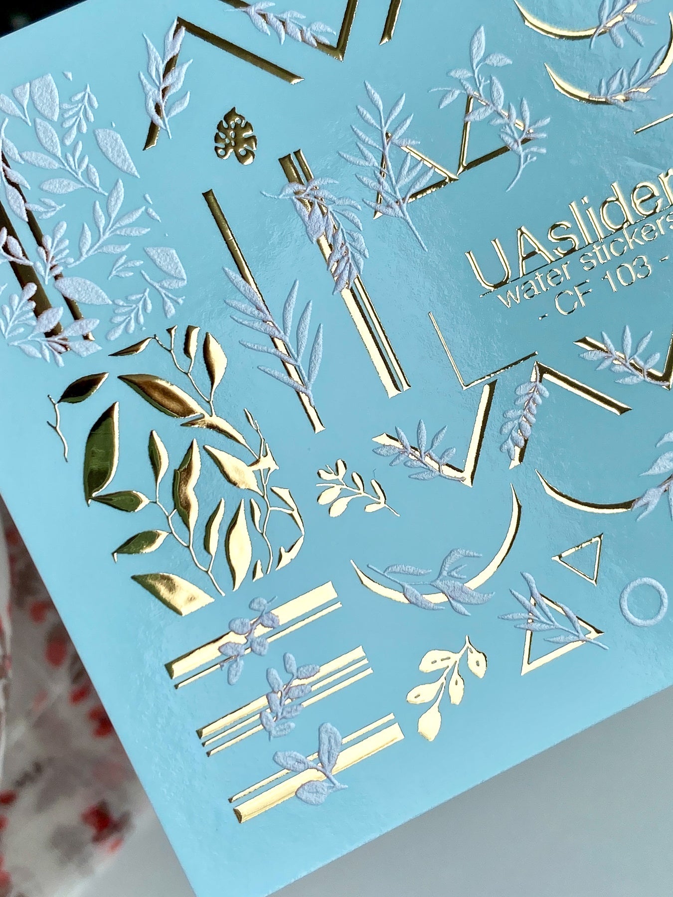 Leaf Nail Decals — Gold Foil Botanicals & Geometric Lines | CF - 103 - UASLIDER
