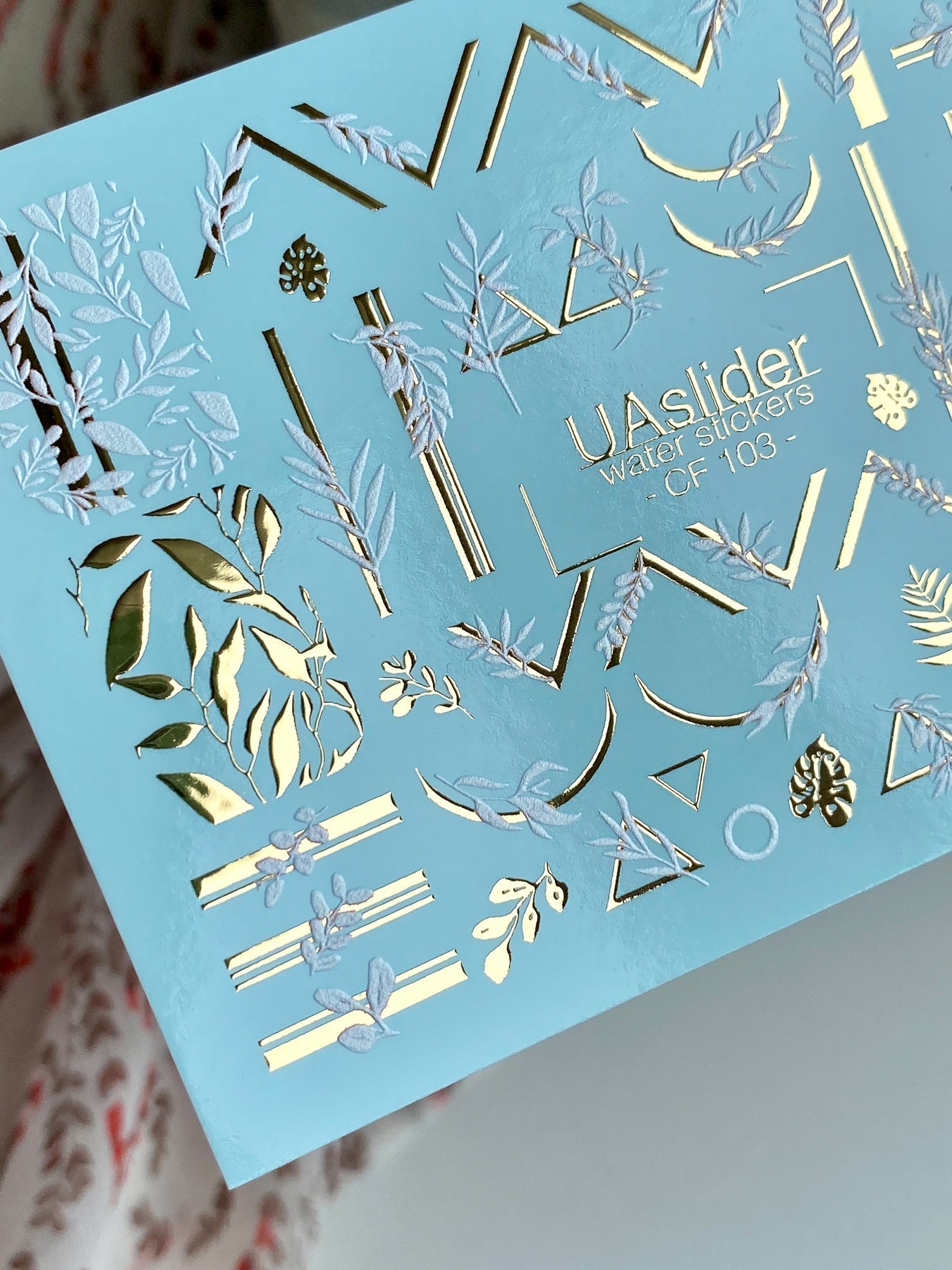 Leaf Nail Decals — Gold Foil Botanicals & Geometric Lines | CF - 103 - UASLIDER