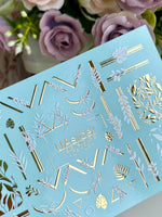 Leaf Nail Decals — Gold Foil Botanicals & Geometric Lines | CF - 103 - UASLIDER