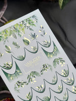 Leaf Nail Decals — Green Botanical Leaves with Gold Foil | CF - 822 - UASLIDER