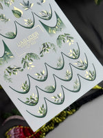Leaf Nail Decals — Green Botanical Leaves with Gold Foil | CF - 822 - UASLIDER