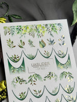 Leaf Nail Decals — Green Botanical Leaves with Gold Foil | CF - 822 - UASLIDER