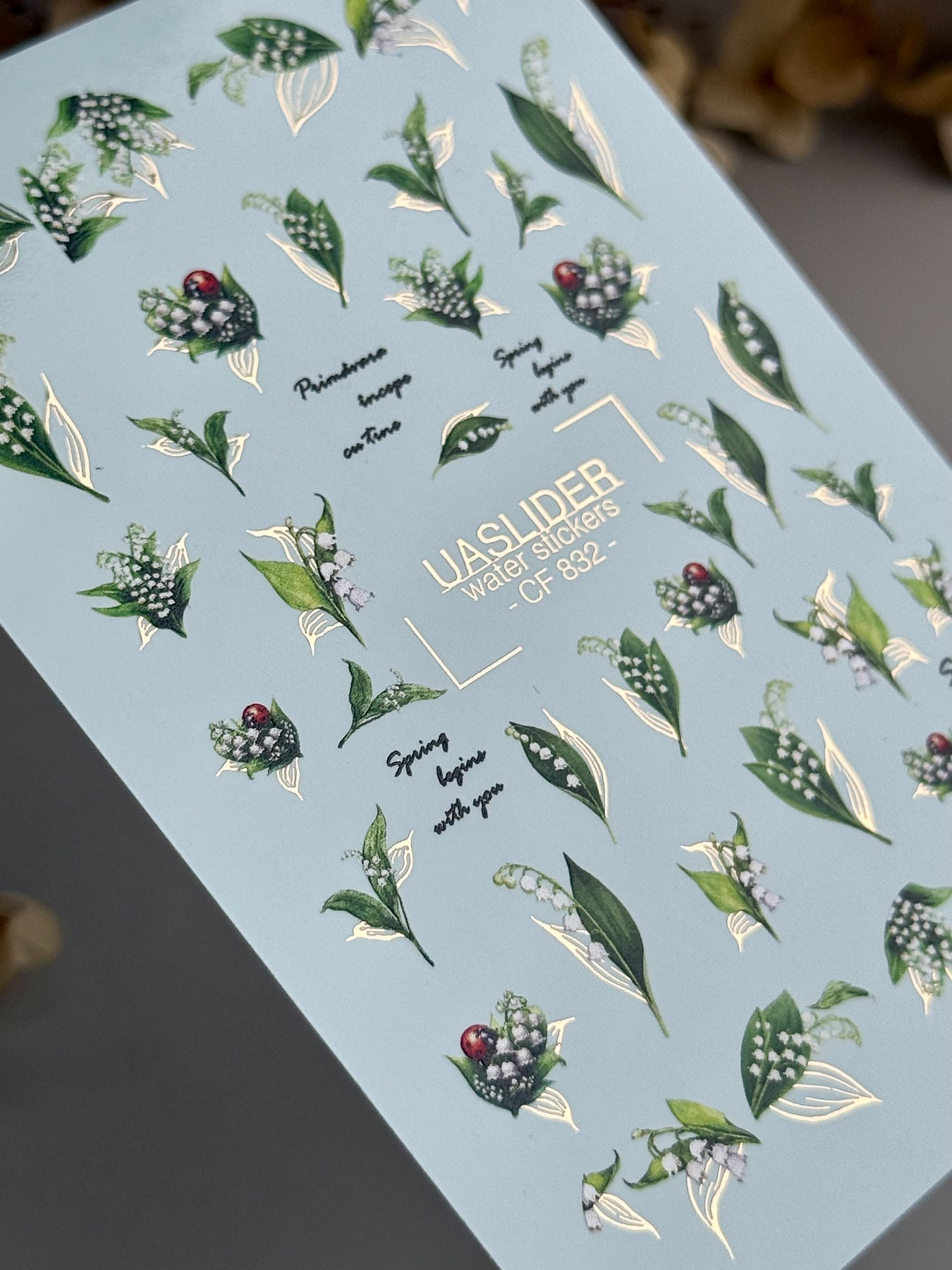 Lily of the Valley Nail Decals — Spring Botanicals & Gold Foil | CF - 832 - UASLIDER