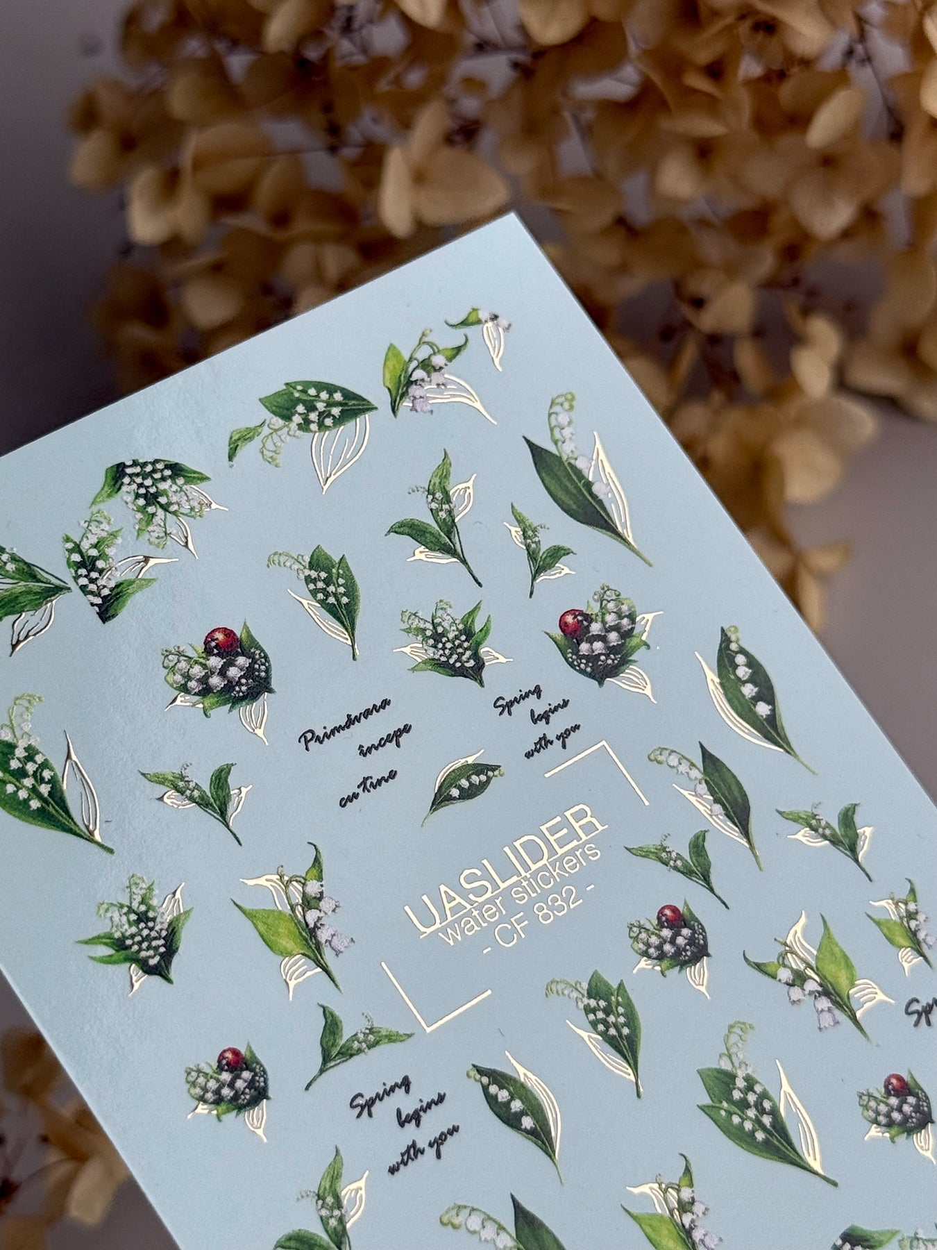 Lily of the Valley Nail Decals — Spring Botanicals & Gold Foil | CF - 832 - UASLIDER