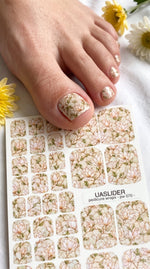 Line Art Magnolia Pedicure Nail Wraps — Shimmer on Textured Paper | PW-070 - UASLIDER