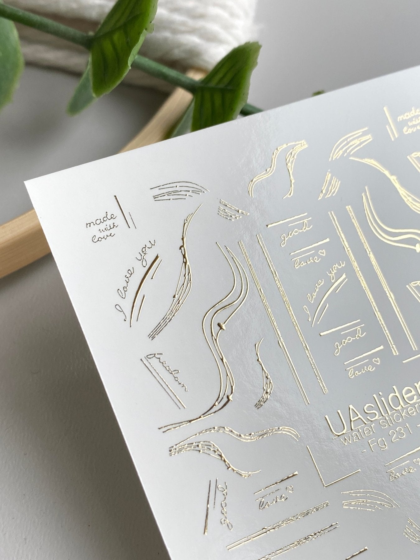 Line Art Nail Decals — Gold Foil Brushstrokes & Quotes | Fg - 231 - UASLIDER