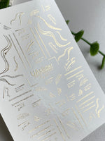 Line Art Nail Decals — Gold Foil Brushstrokes & Quotes | Fg - 231 - UASLIDER