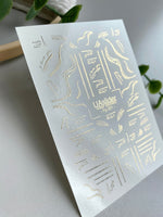 Line Art Nail Decals — Gold Foil Brushstrokes & Quotes | Fg - 231 - UASLIDER