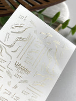 Line Art Nail Decals — Gold Foil Brushstrokes & Quotes | Fg - 231 - UASLIDER