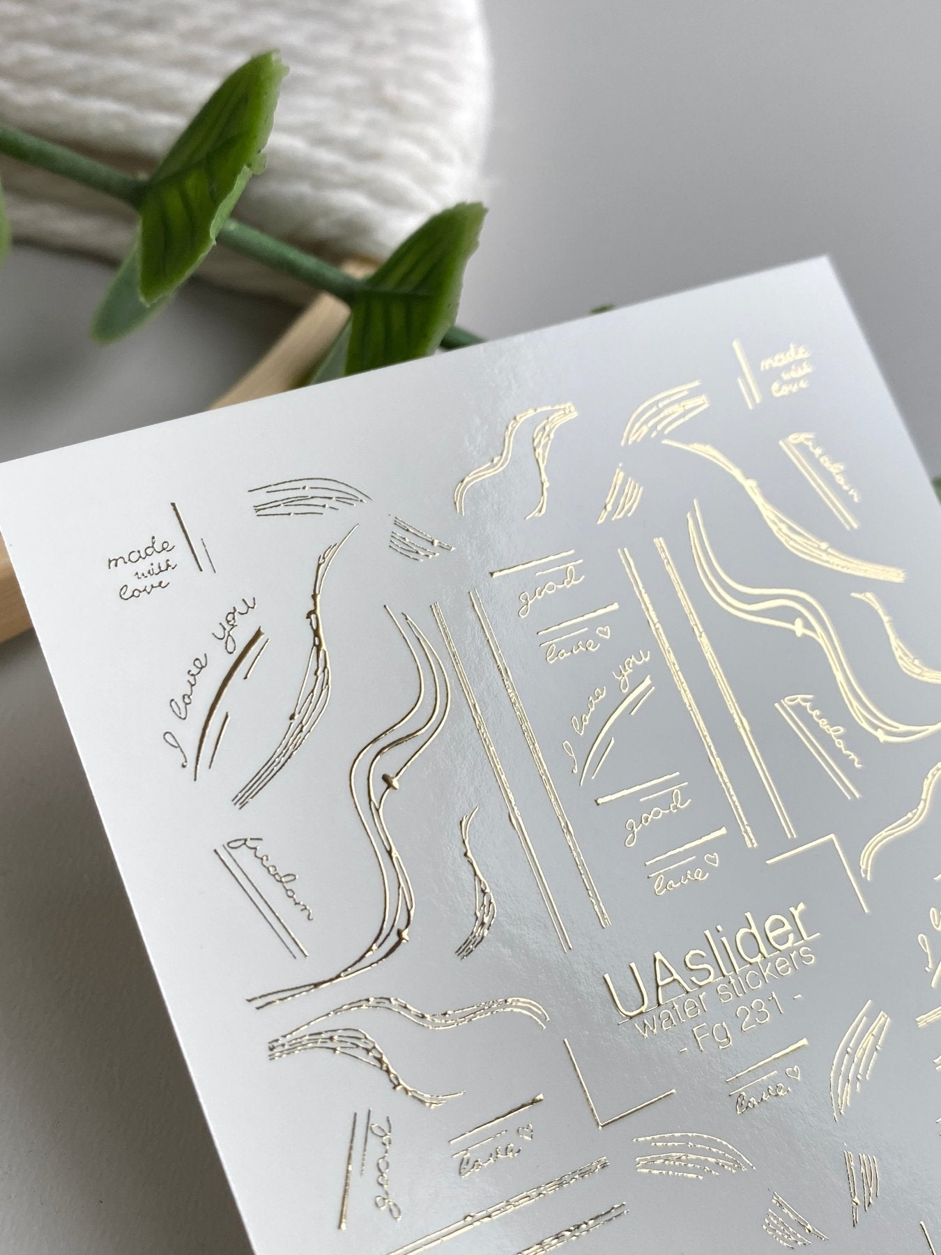 Line Art Nail Decals — Gold Foil Brushstrokes & Quotes | Fg - 231 - UASLIDER