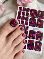 Lip Print Pedicure Nail Wraps — Pink, Red & Purple Kisses | pw-336 - UASLIDER