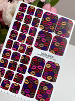 Lip Print Pedicure Nail Wraps — Pink, Red & Purple Kisses | pw-336 - UASLIDER