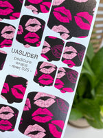 Lips Pedicure Nail Wraps — Pink & Hot Pink Kiss Print | MWC-025 - UASLIDER