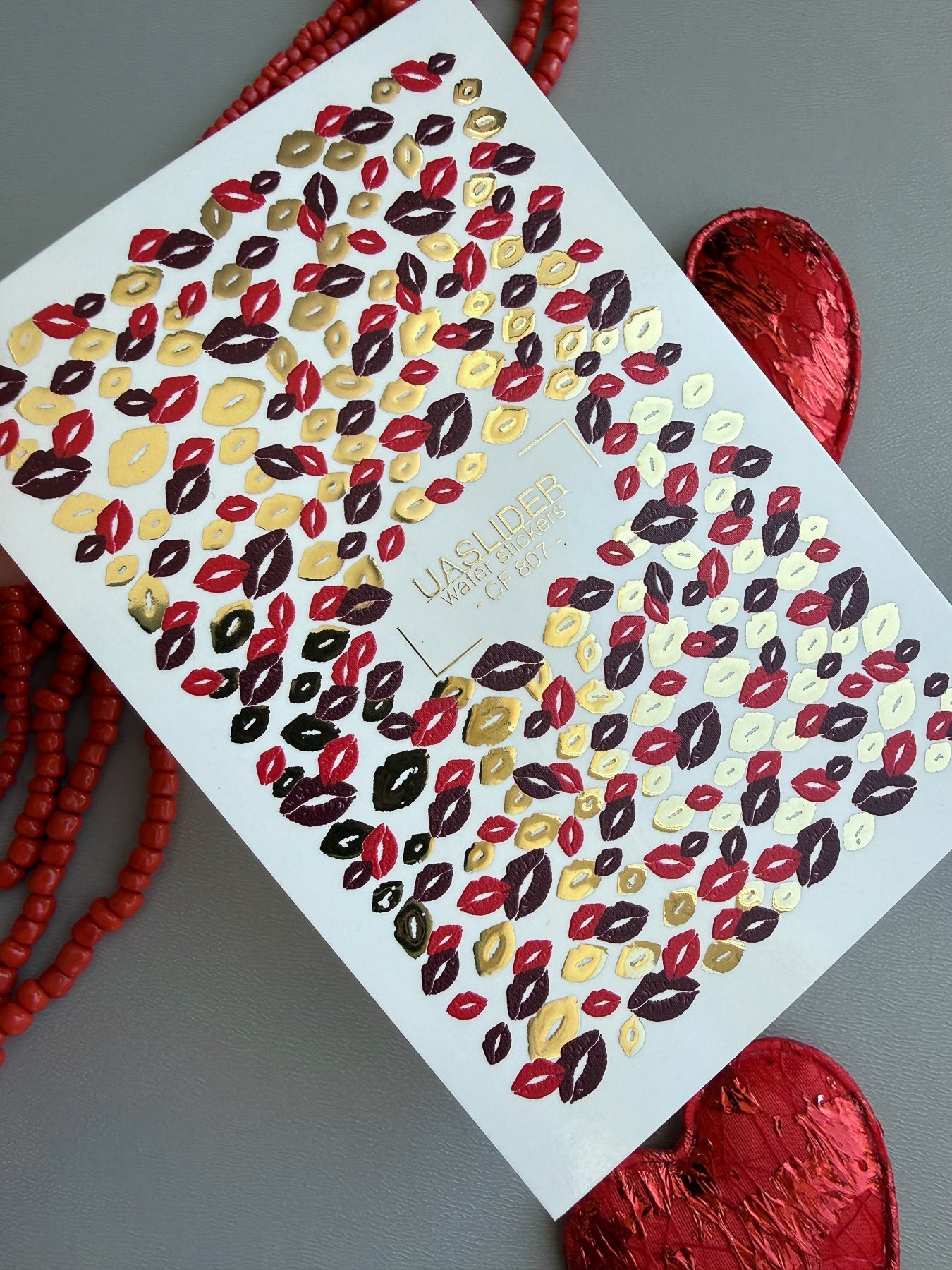 Lips Print Nail Decals — Kiss Print Pattern Gold Foil | CF - 807 - UASLIDER