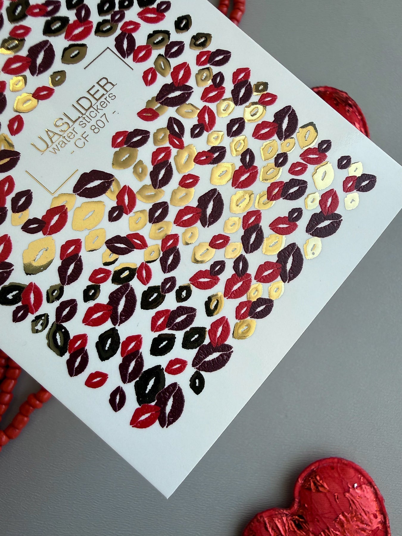 Lips Print Nail Decals — Kiss Print Pattern Gold Foil | CF - 807 - UASLIDER
