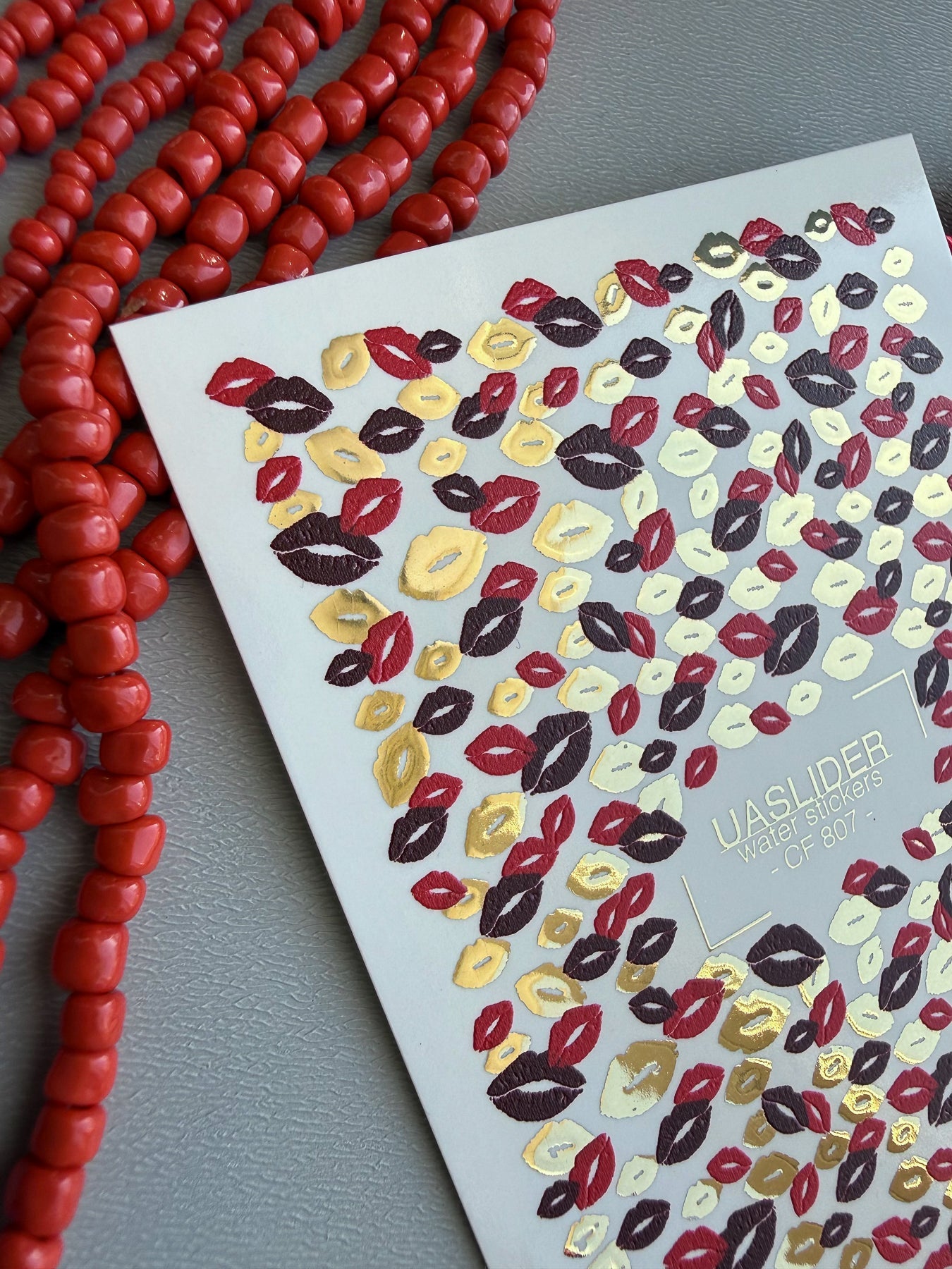 Lips Print Nail Decals — Kiss Print Pattern Gold Foil | CF - 807 - UASLIDER