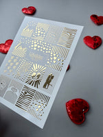 Love Pattern Nail Decals — Gold Foil Hearts & Textures | Fg - 153 - UASLIDER