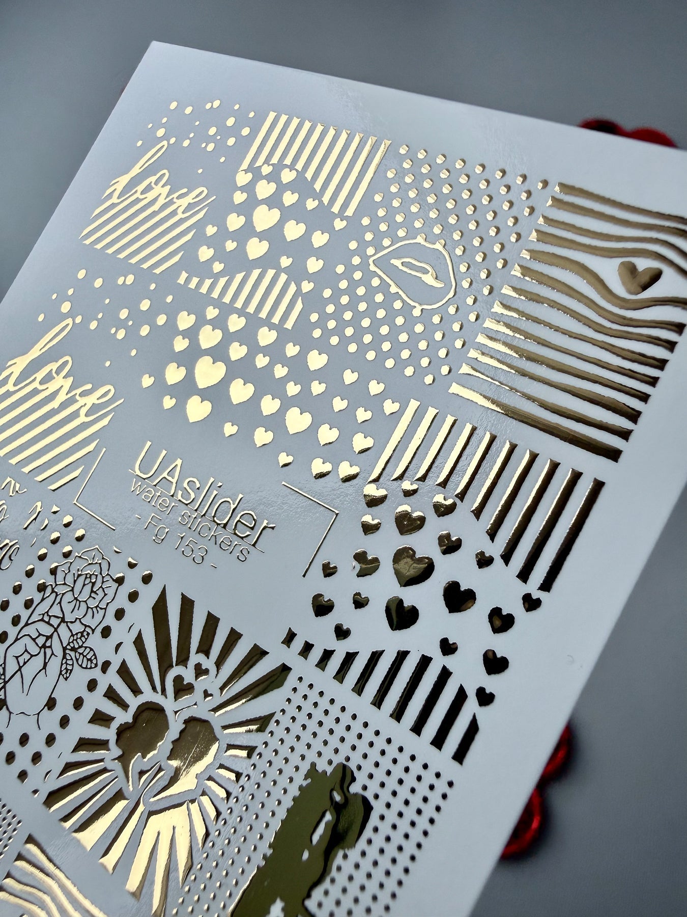 Love Pattern Nail Decals — Gold Foil Hearts & Textures | Fg - 153 - UASLIDER