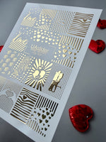 Love Pattern Nail Decals — Gold Foil Hearts & Textures | Fg - 153 - UASLIDER