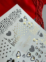 Love Text Heart Nail Decals — Mixed Hearts Gold Foil | CF - 814 - UASLIDER