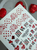 Love Text & Heart Nail Decals — XOXO Gold Foil Valentine | CF - 801 - UASLIDER