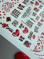 Love Text & Heart Nail Decals — XOXO Gold Foil Valentine | CF - 801 - UASLIDER