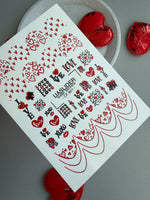 Love Text & Heart Nail Decals — XOXO Gold Foil Valentine | CF - 801 - UASLIDER