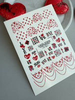 Love Text & Heart Nail Decals — XOXO Gold Foil Valentine | CF - 801 - UASLIDER