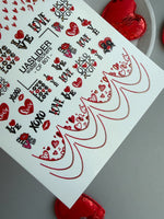 Love Text & Heart Nail Decals — XOXO Gold Foil Valentine | CF - 801 - UASLIDER
