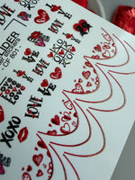 Love Text & Heart Nail Decals — XOXO Gold Foil Valentine | CF - 801 - UASLIDER