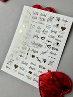 Love Text Nail Decals — Gold Foil Words & Hearts | Fg - 268 - UASLIDER
