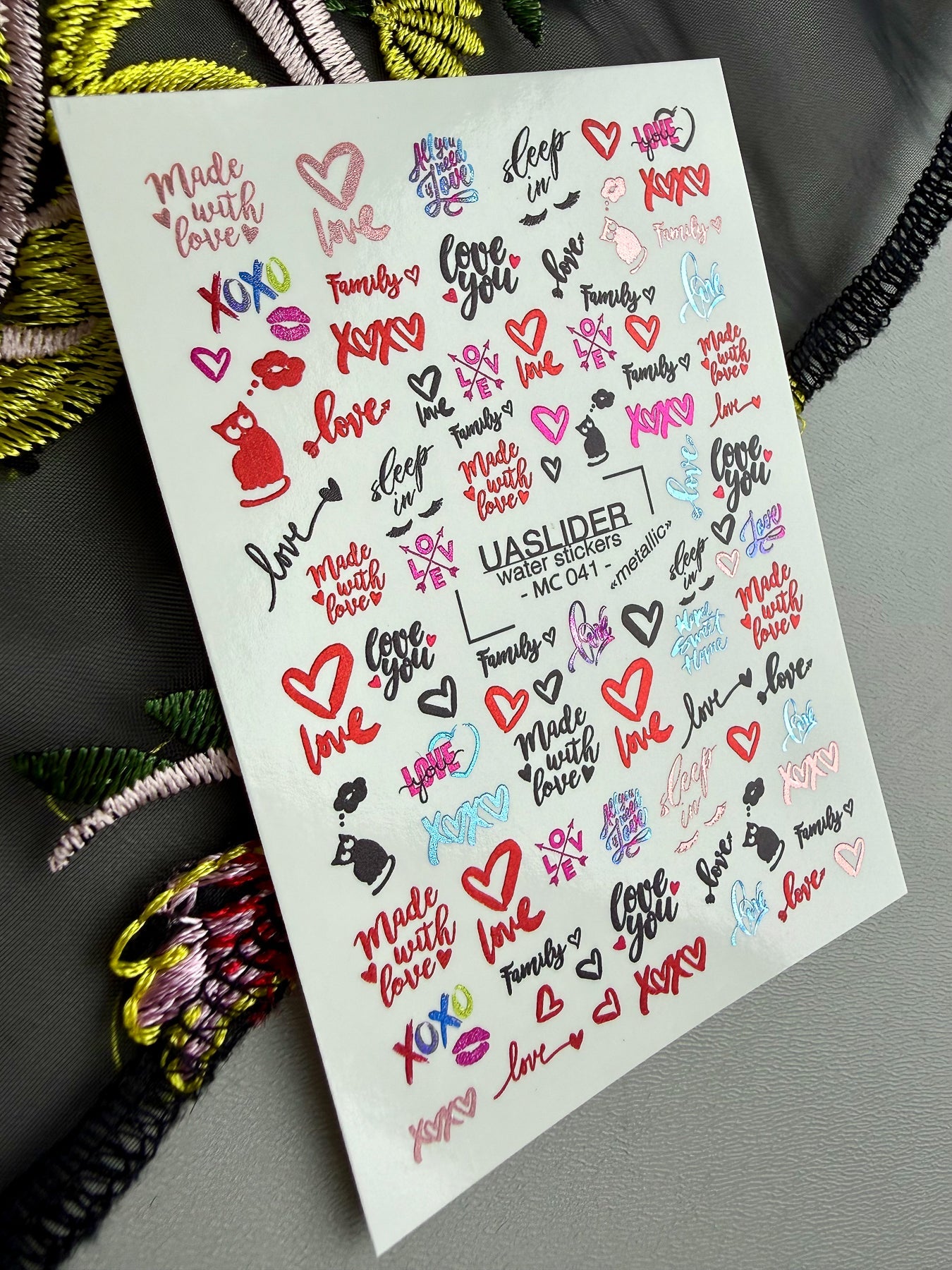 Love Text Nail Decals — XOXO, Made With Love, Family | MC-041 - UASLIDER