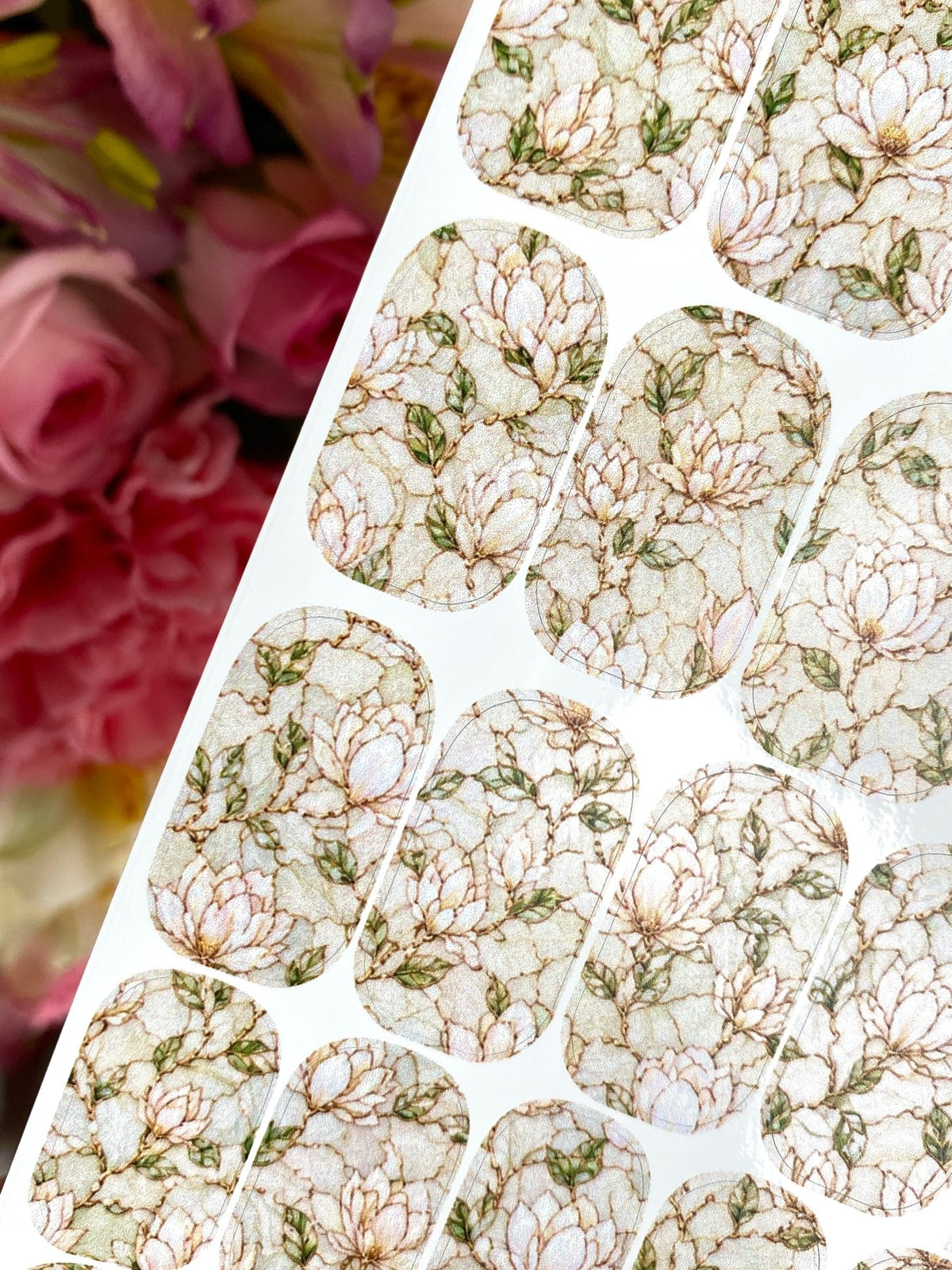 Magnolia Manicure Nail Wraps — Ivory Floral Crackle | mw-070 - UASLIDER