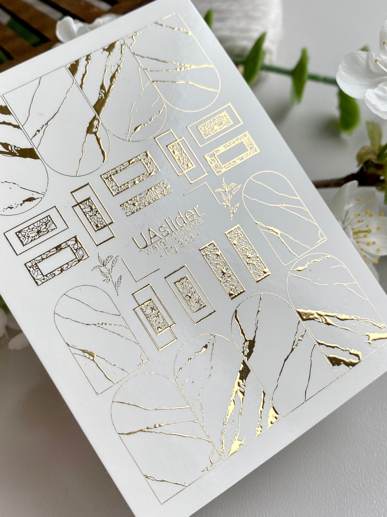 Marble Nail Decals — Gold Foil Stone & Lace Frames | Fg - 233 - UASLIDER
