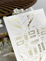 Marble Nail Decals — Gold Foil Stone & Lace Frames | Fg - 233 - UASLIDER