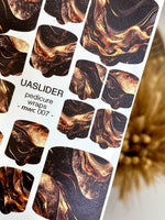 Marble Pedicure Nail Wraps — Black & Bronze Fluid Art | MWC-007 - UASLIDER