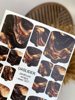 Marble Pedicure Nail Wraps — Black & Bronze Fluid Art | MWC-007 - UASLIDER