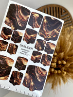 Marble Pedicure Nail Wraps — Black & Bronze Fluid Art | MWC-007 - UASLIDER