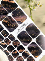 Marble Pedicure Nail Wraps — Black & Dark Navy Watercolor Marble with Gold | PW-024 - UASLIDER