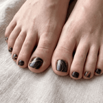 Marble Pedicure Nail Wraps — Black & Gold Swirl with Glitter | PW-005 - UASLIDER