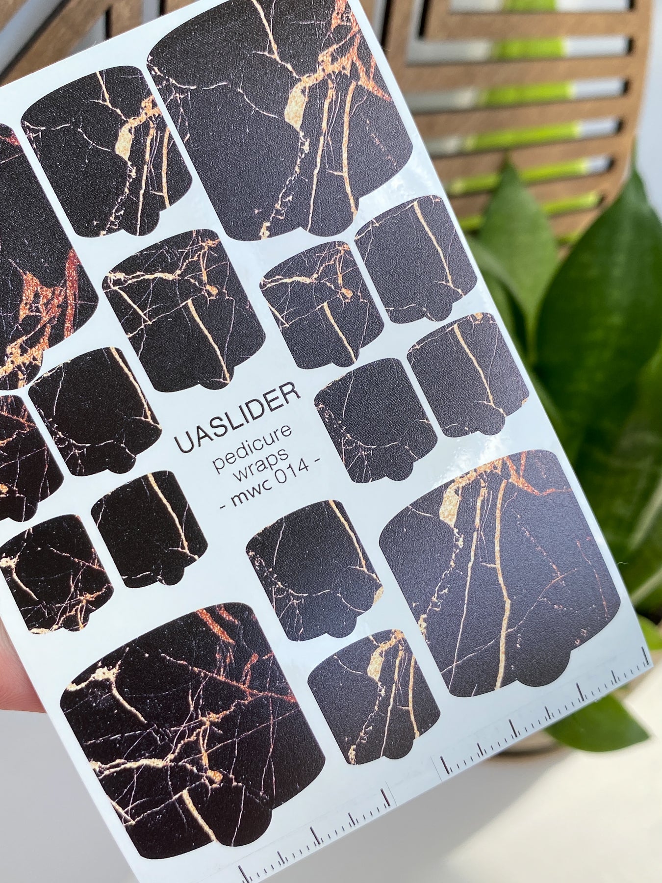 Marble Pedicure Nail Wraps — Black Stone & Amber Veins | MWC-014 - UASLIDER