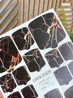 Marble Pedicure Nail Wraps — Black Stone & Amber Veins | MWC-014 - UASLIDER