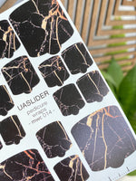 Marble Pedicure Nail Wraps — Black Stone & Amber Veins | MWC-014 - UASLIDER